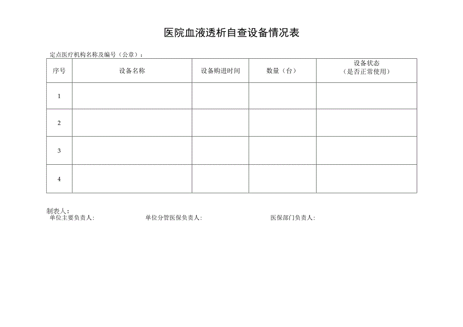 医院血液透析自查设备情况表.docx_第1页