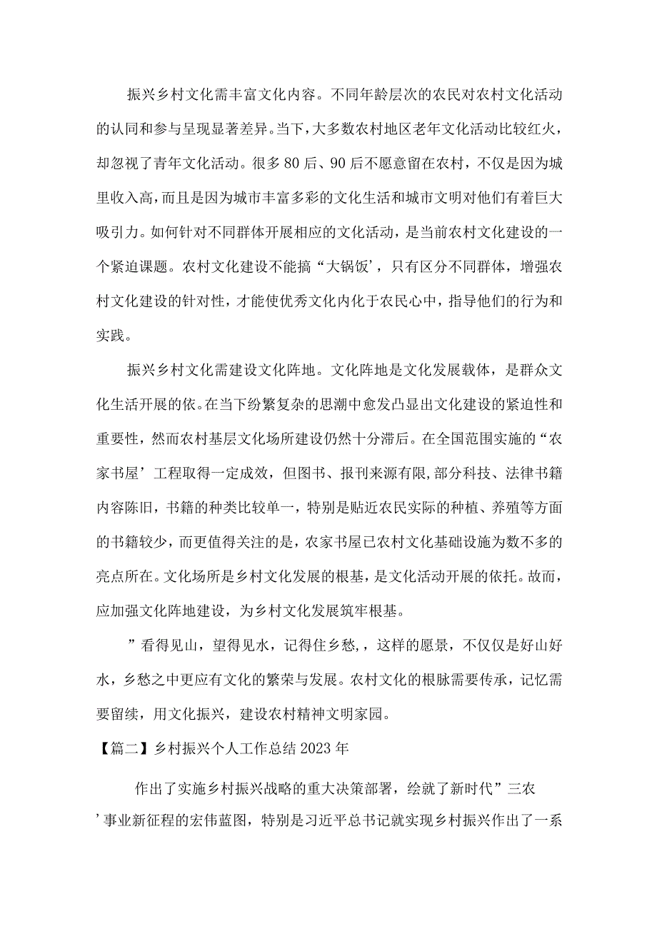 关于乡村振兴个人工作总结2023年十四篇.docx_第2页