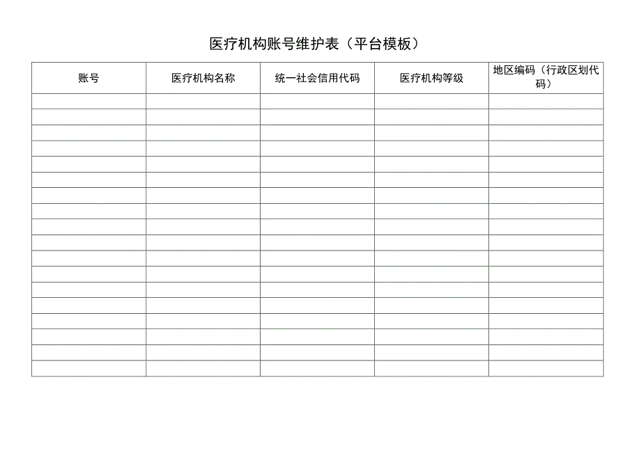 医疗机构账号维护表(平台模板).docx_第1页