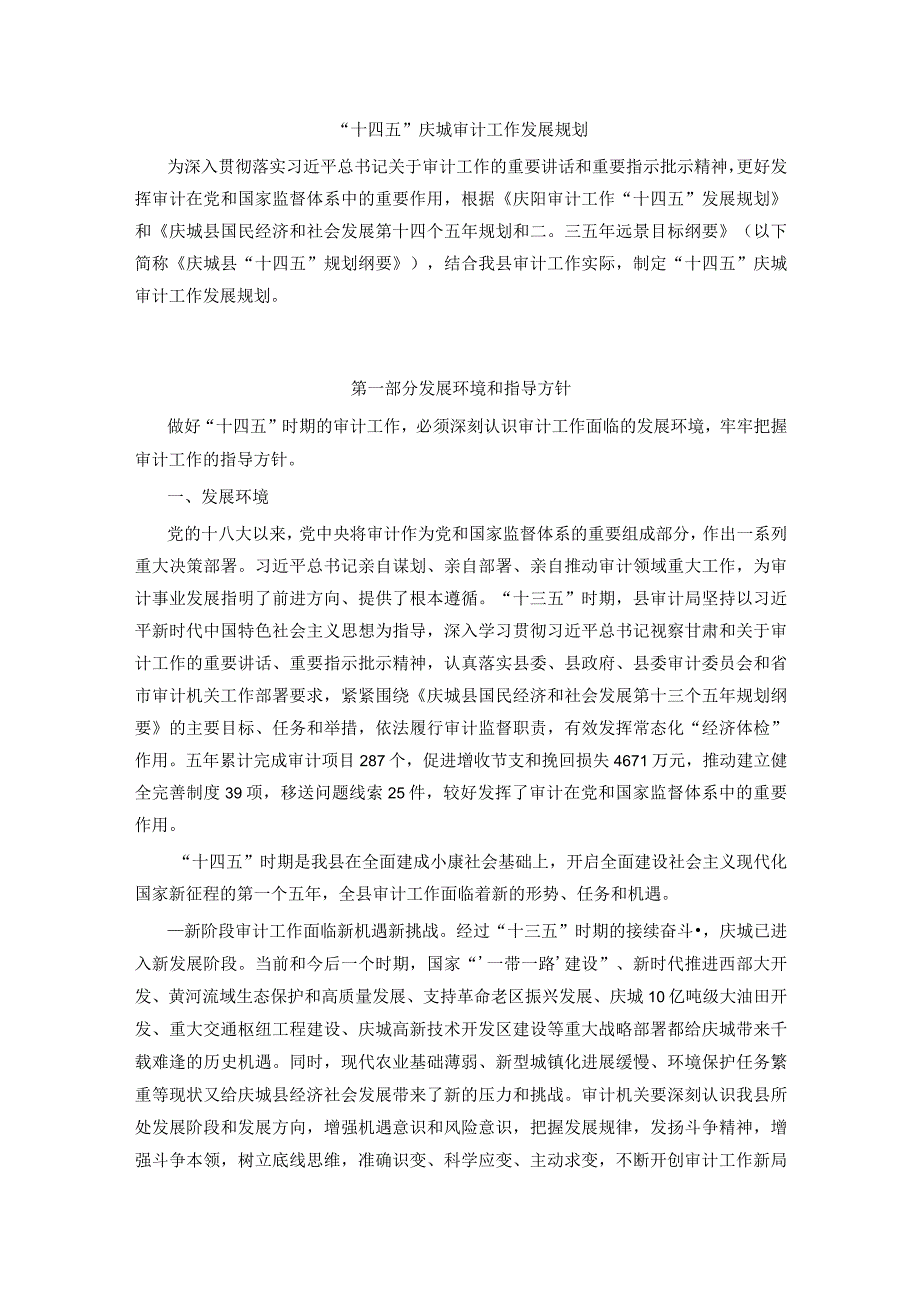 十四五庆城审计工作发展规划.docx_第1页