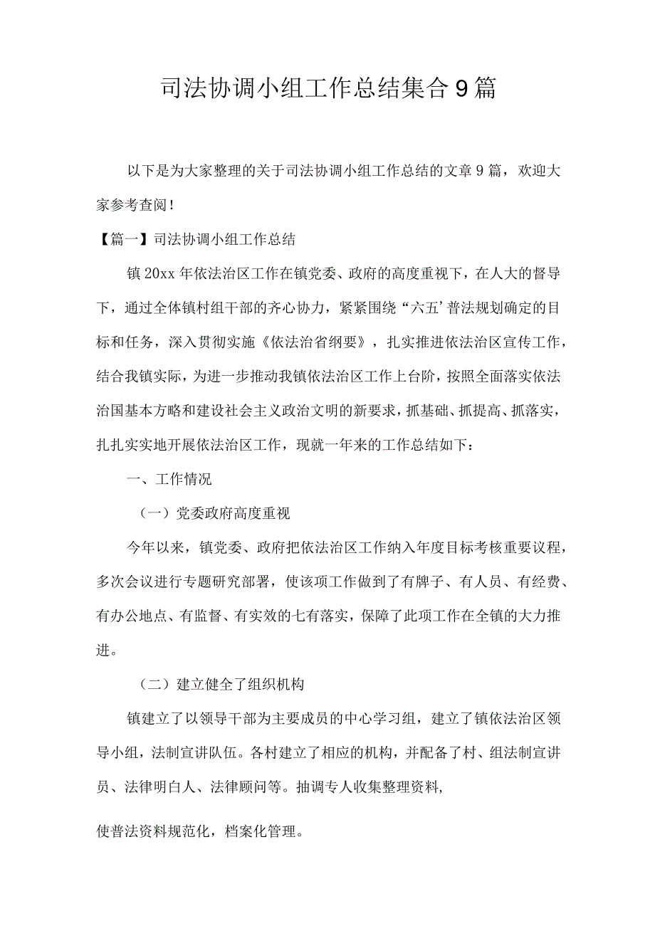 司法协调小组工作总结集合9篇.docx_第1页