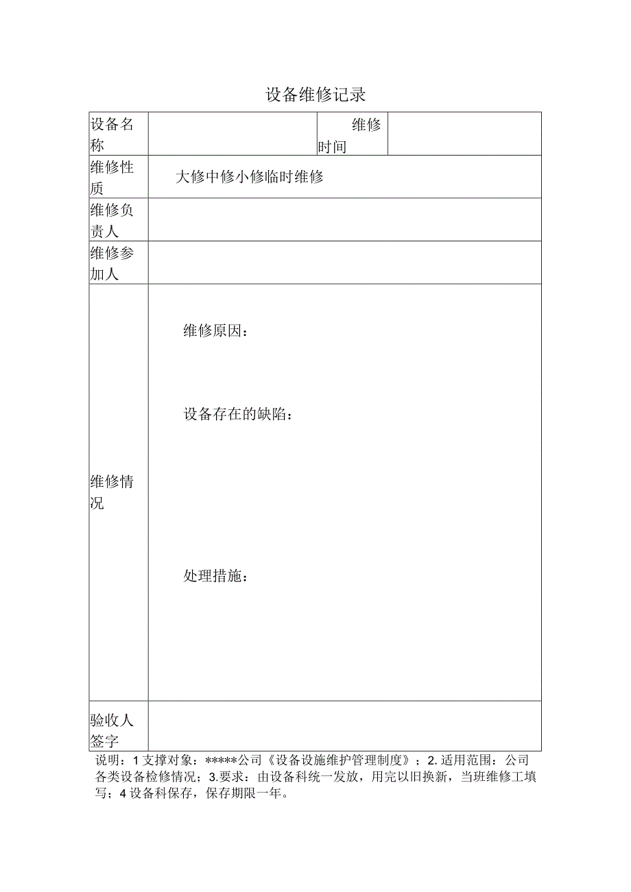 安全标准化之设备维修记录.docx_第1页