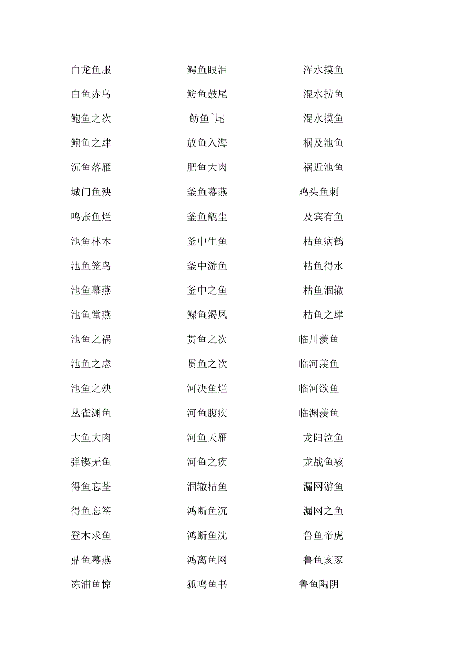 含有鱼的成语带有鱼字的成语大全.docx_第1页