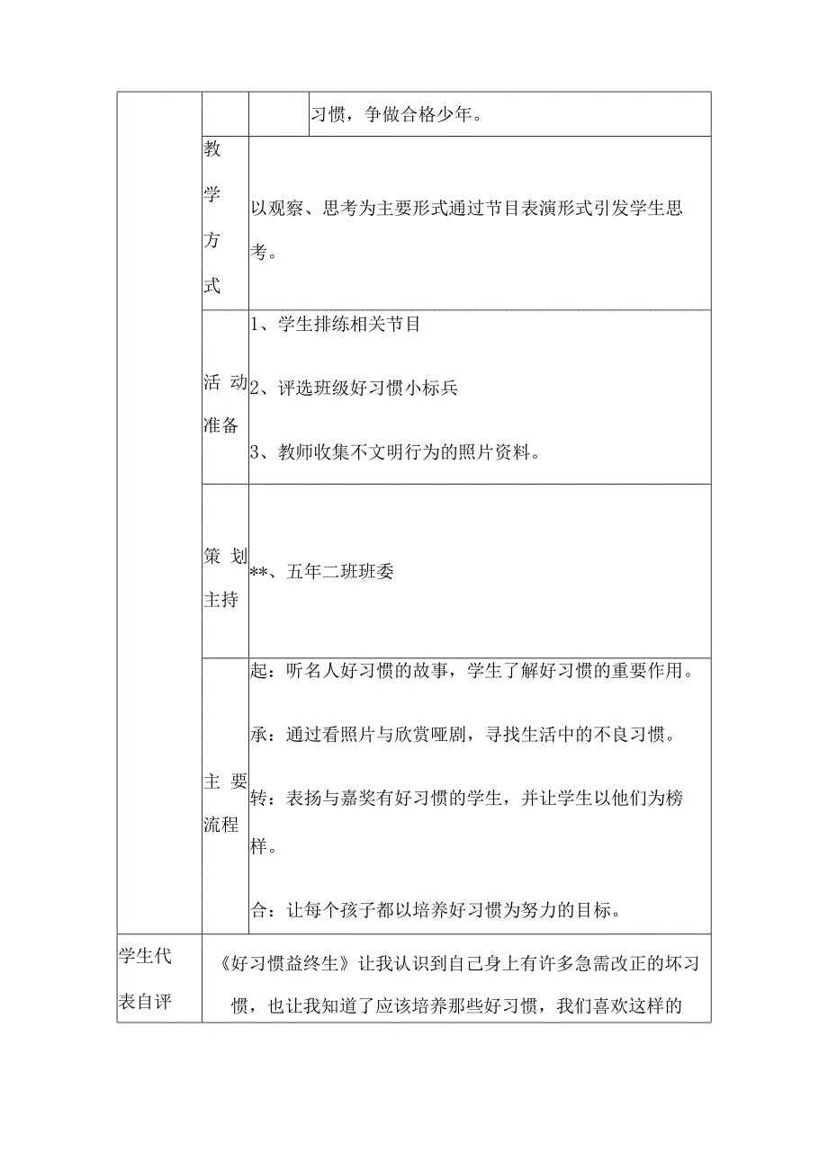 好习惯益终生班会课程教学设计5篇.docx_第2页