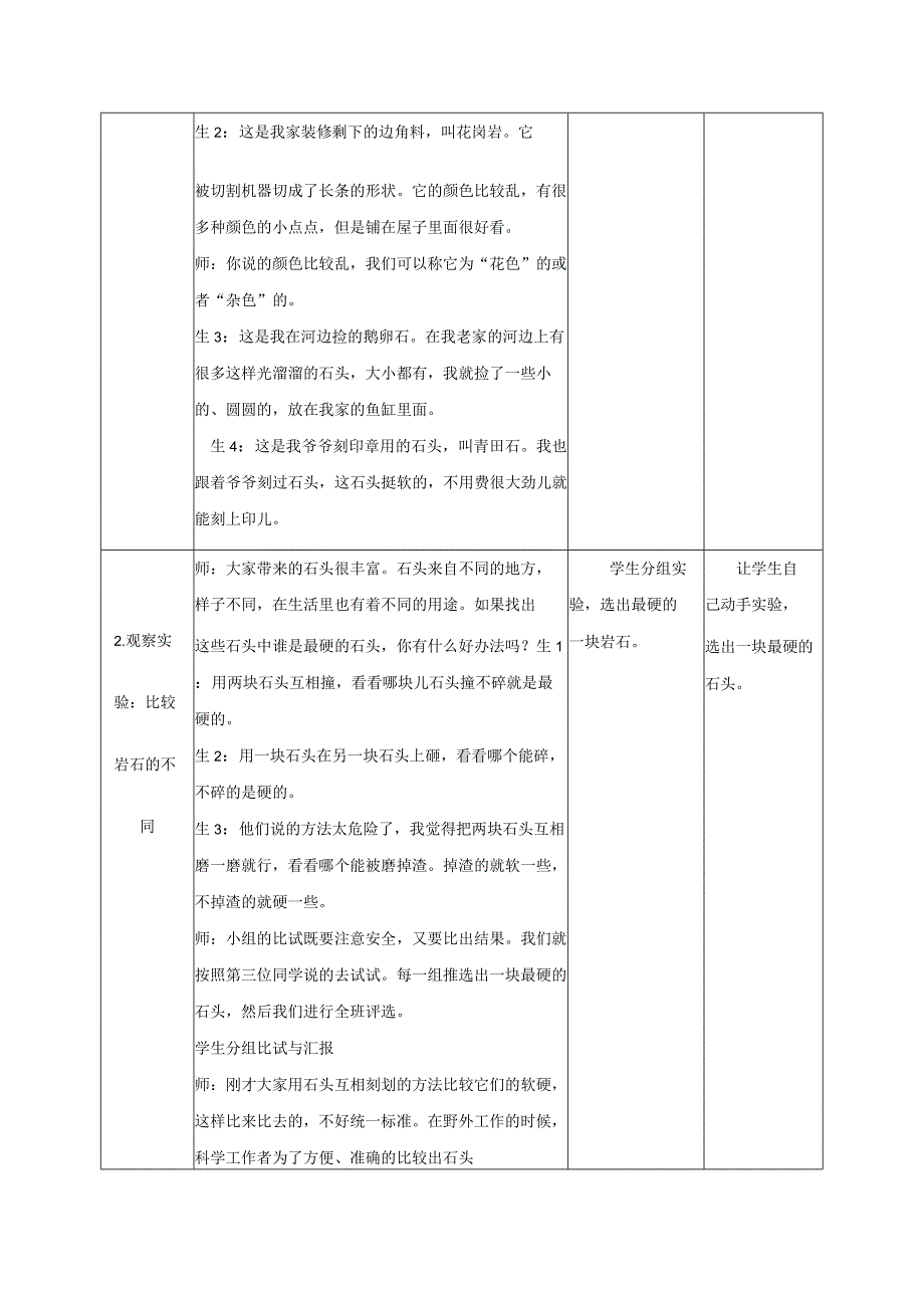 大象版小学科学四年级上册第二单元岩石与矿产教学设计及反思.docx_第2页