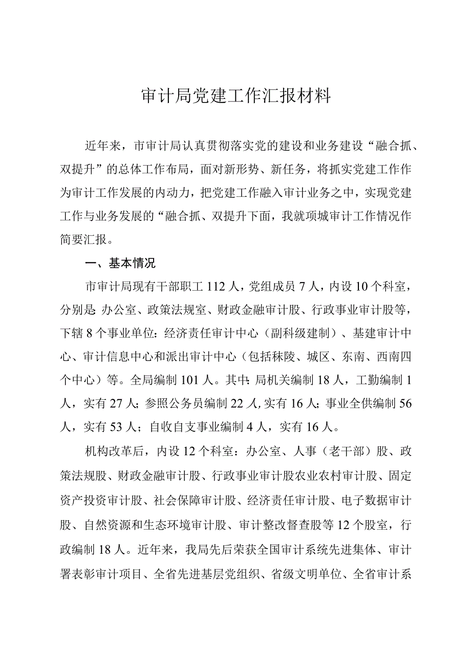 审计局党建工作汇报材料.docx_第1页