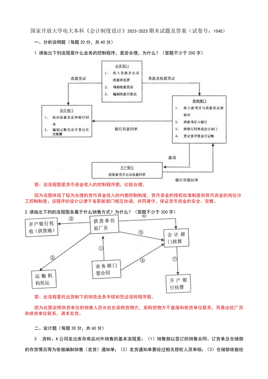 国家开放大学电大本科会计制度设计期末试题及答案试卷号a：1045.docx_第1页