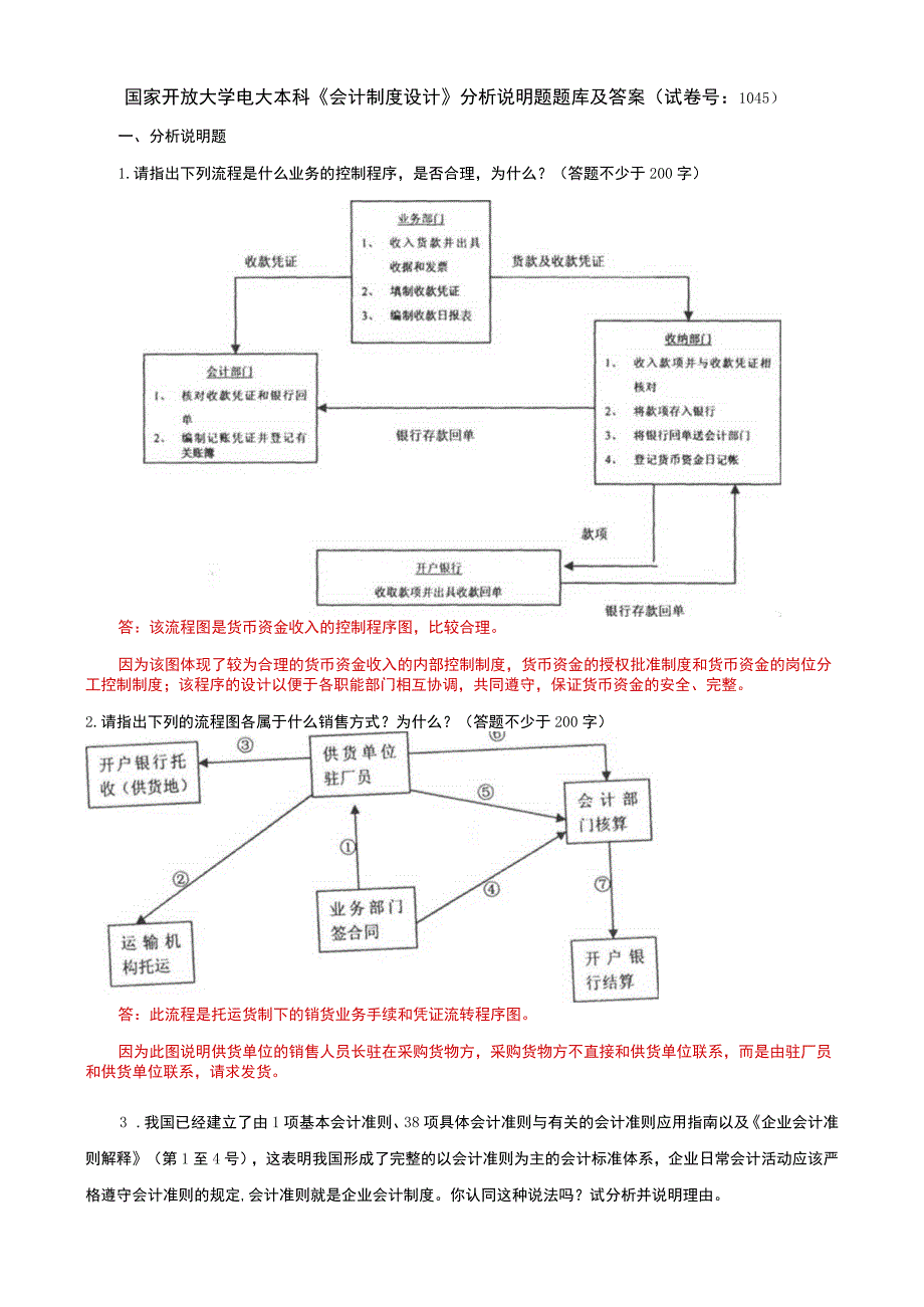 国家开放大学电大本科会计制度设计分析说明题题库及答案c试卷号：1045.docx_第1页