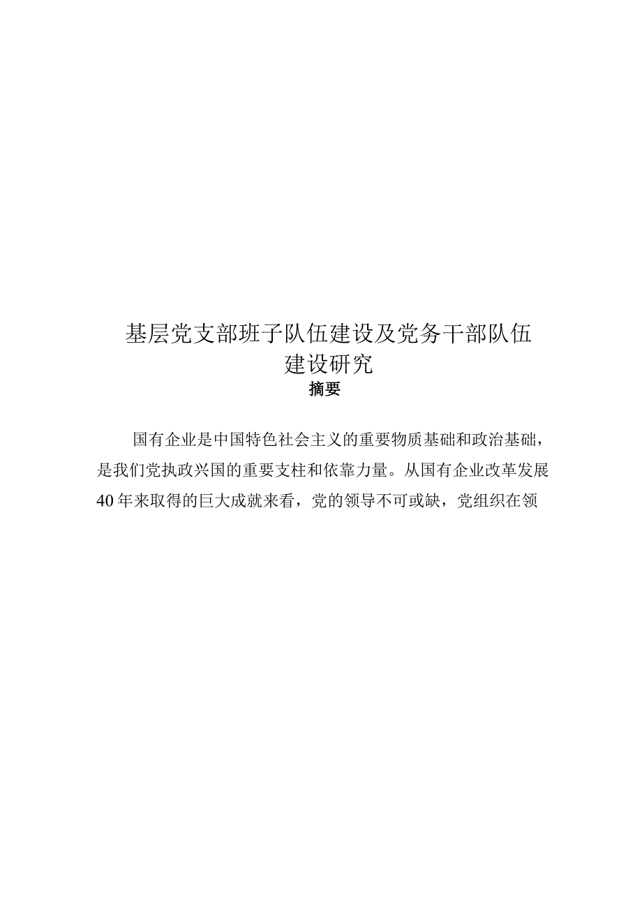 基层党支部班子队伍建设及党务干部队伍建设研究.docx_第1页