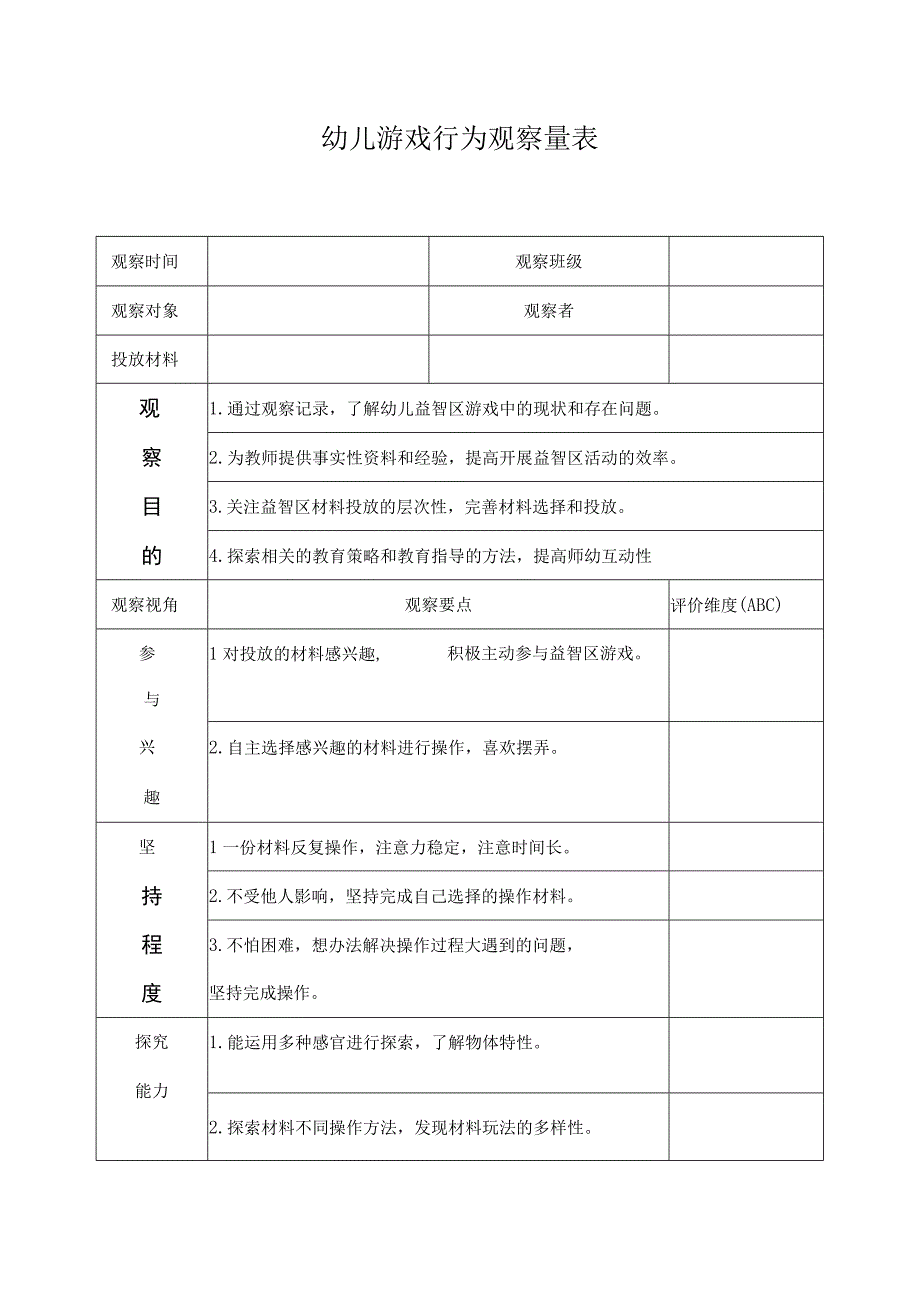 幼儿游戏行为观察量表.docx_第1页