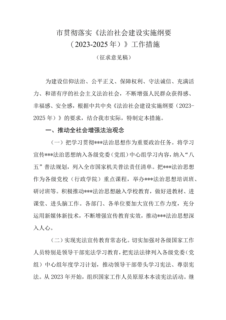 市贯彻落实法治社会建设实施纲要20232025年.docx_第1页