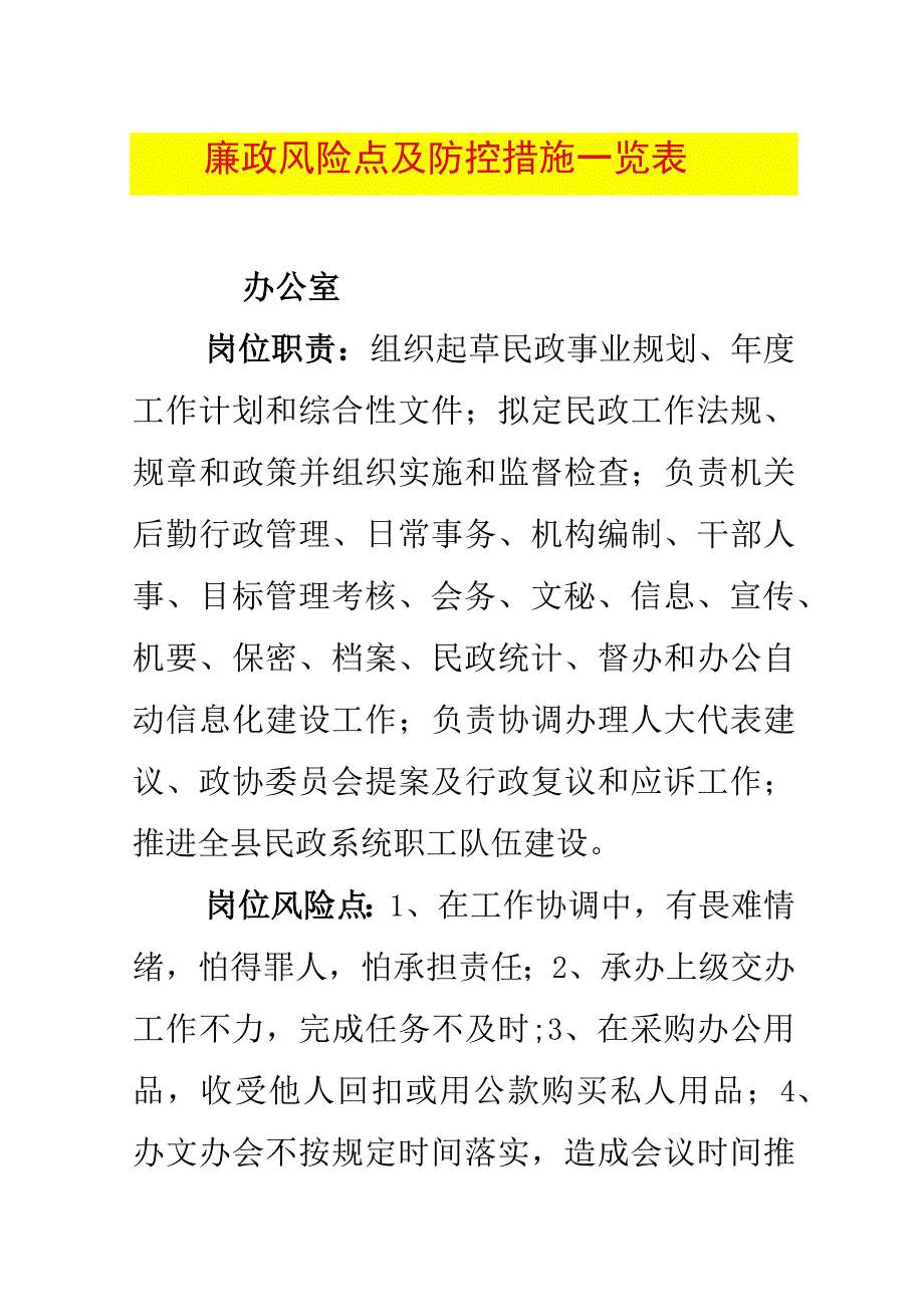 廉政风险点及防控措施一览表.docx_第1页