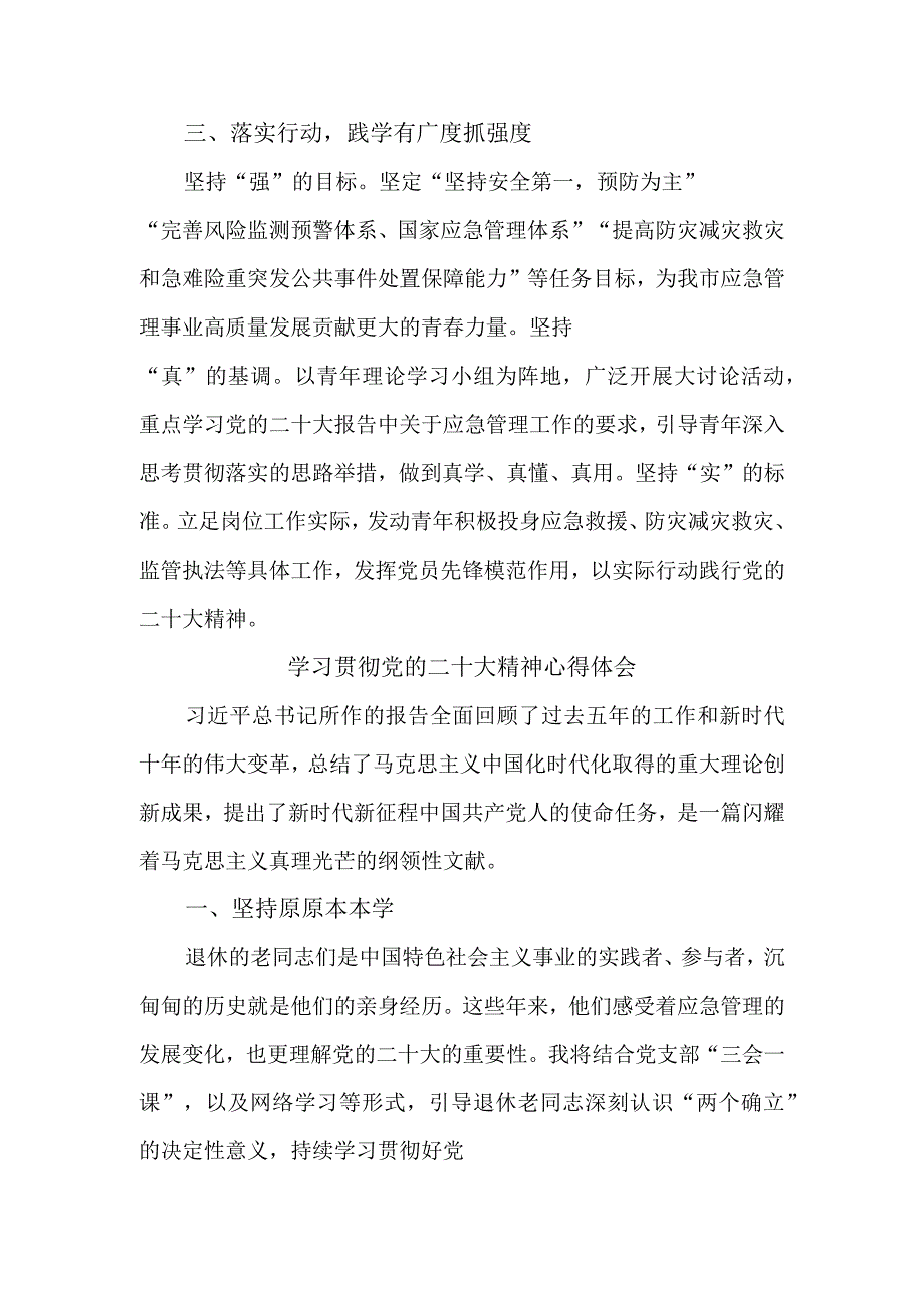 应急管理局调研员学习贯彻党的二十大精神心得体会三篇.docx_第2页