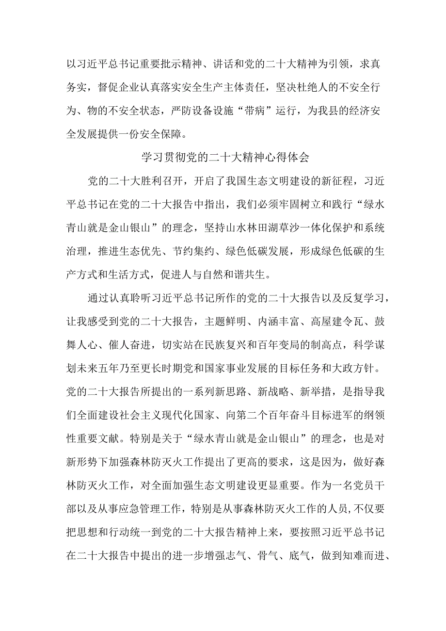 应急管理局副股长学习贯彻党的二十大精神心得体会三篇.docx_第2页