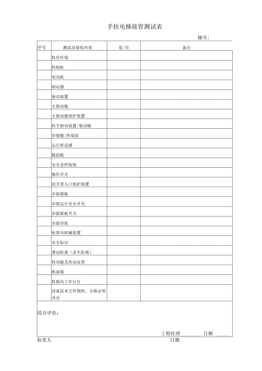 手扶电梯接管测试表.docx_第1页