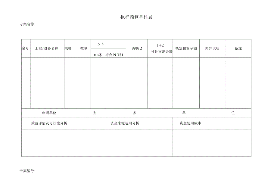 执行预算呈核表.docx_第1页