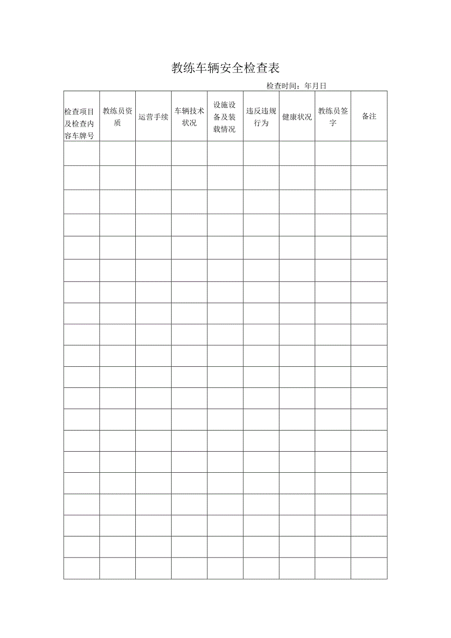 教练车辆安全检查表.docx_第1页