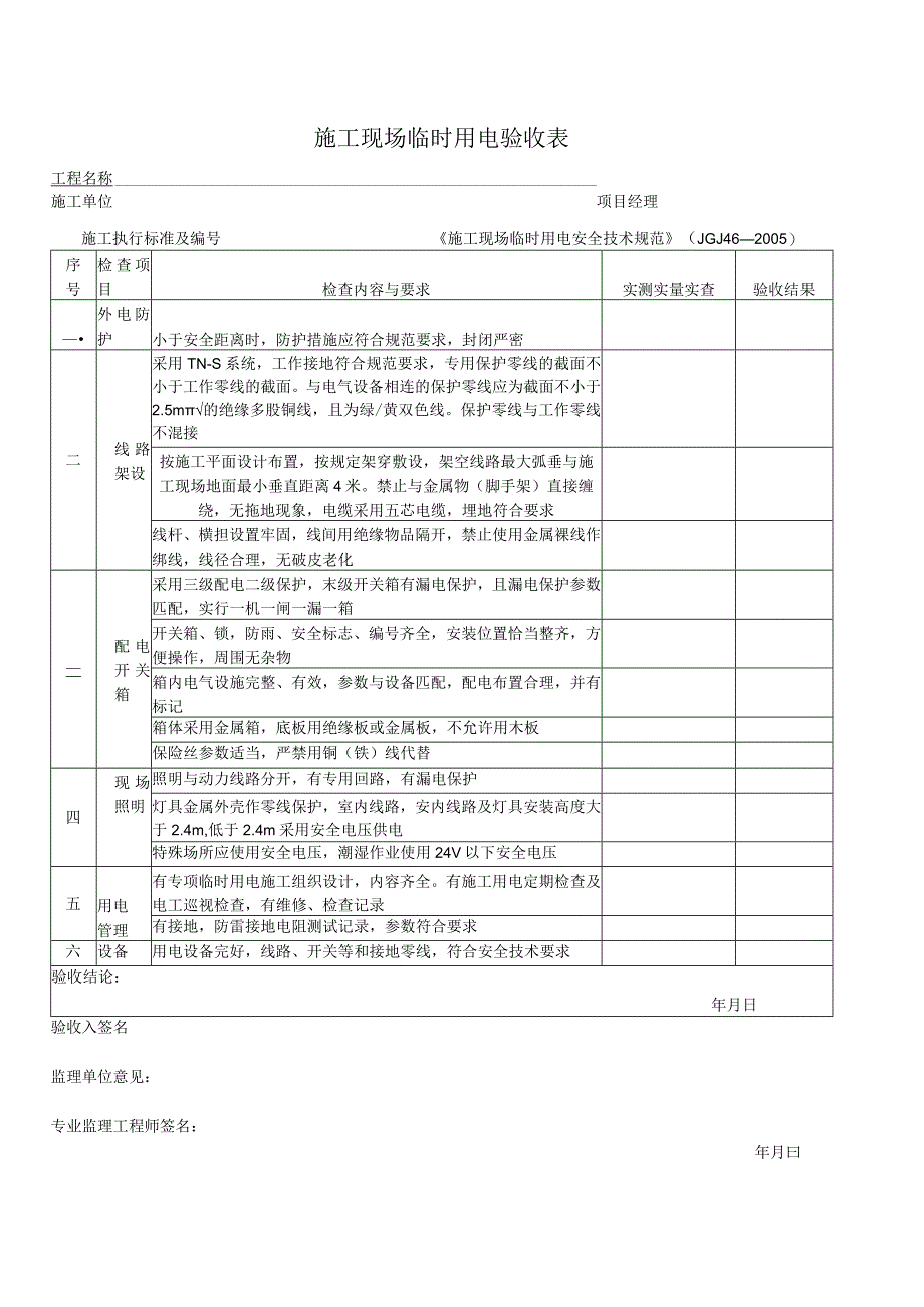 施工现场临时用电验收表.docx_第1页