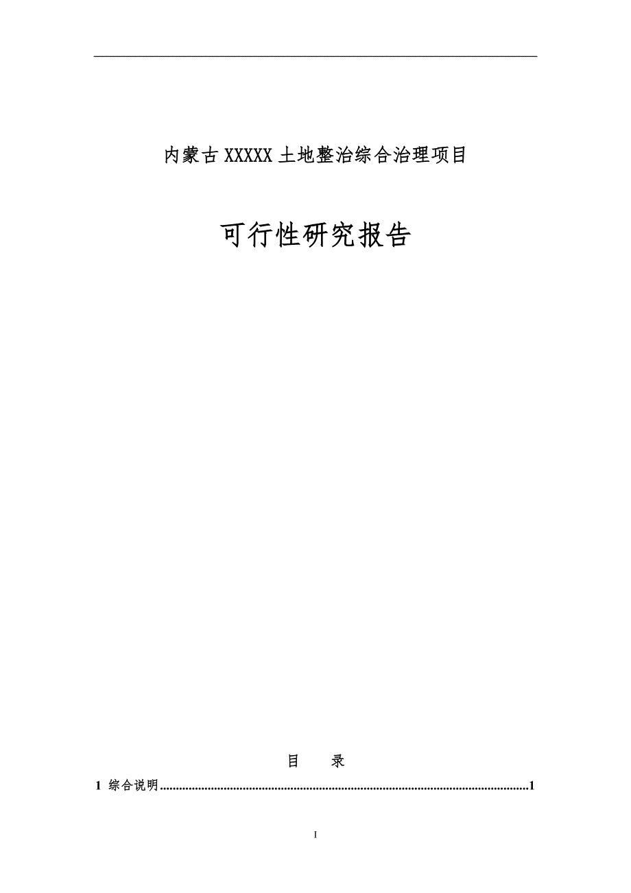 内蒙古XXXXX土地整治综合治理项目可行性研究报告.doc_第1页