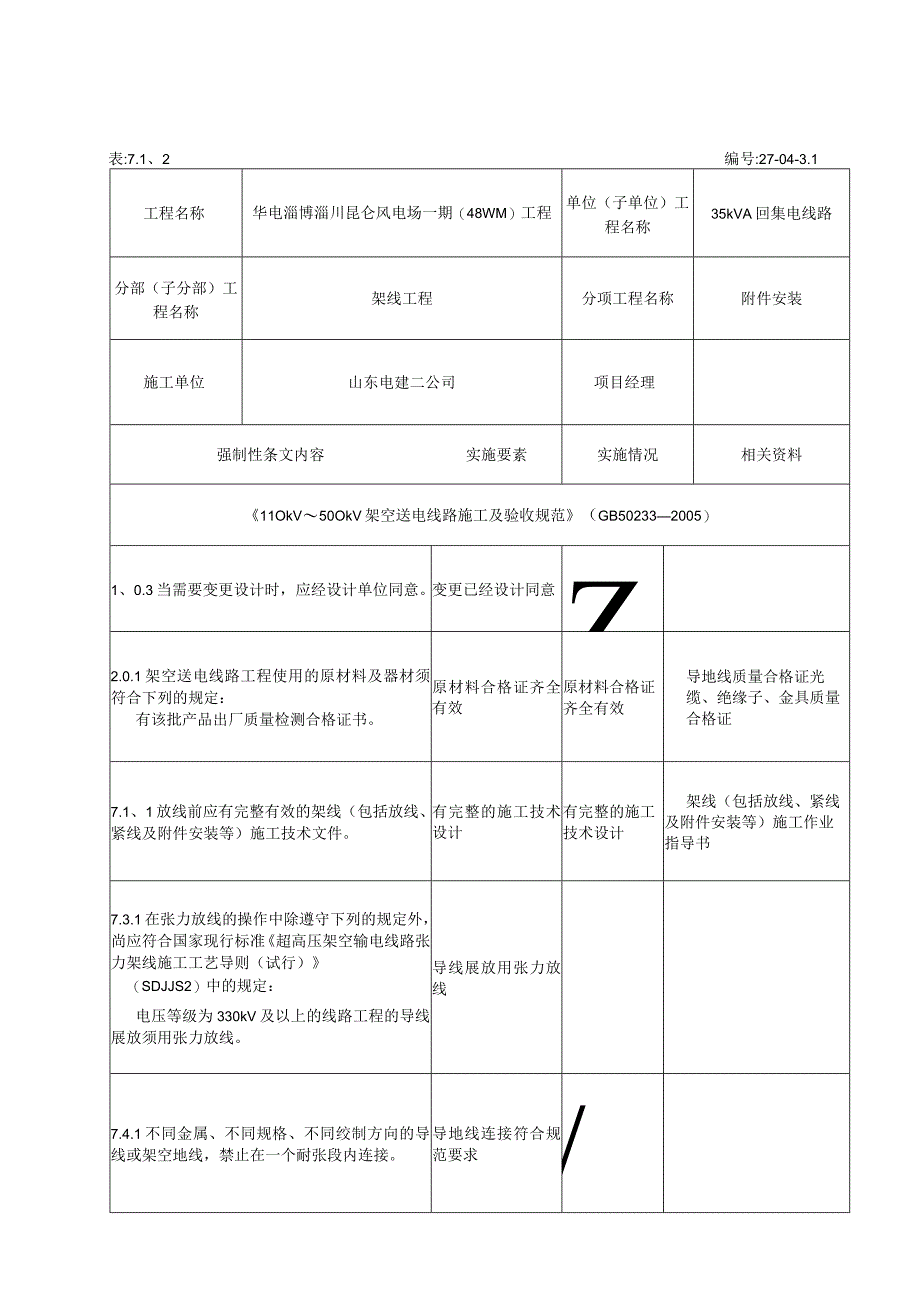 架线工程开工前强制性条文执行记录表.docx_第1页