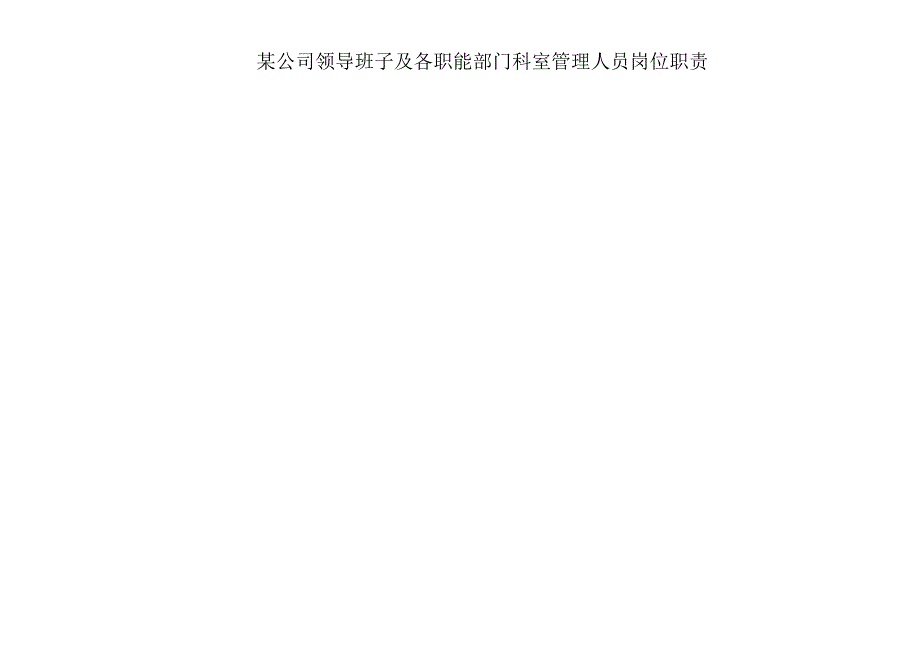 某公司领导班子及各职能部门科室管理人员岗位职责.docx_第1页