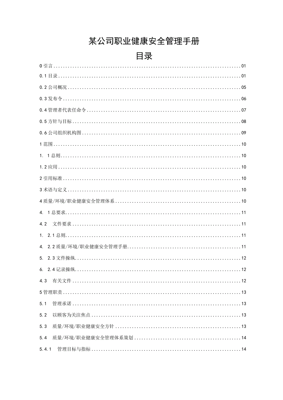 某公司职业健康安全管理手册.docx_第1页