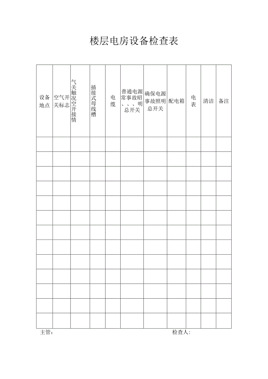 楼层电房设备检查表范本.docx_第1页