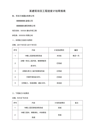 某建筑项目工程进度计划周报表.docx