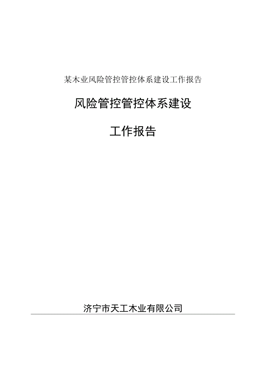 某木业风险管控管控体系建设工作报告.docx_第1页