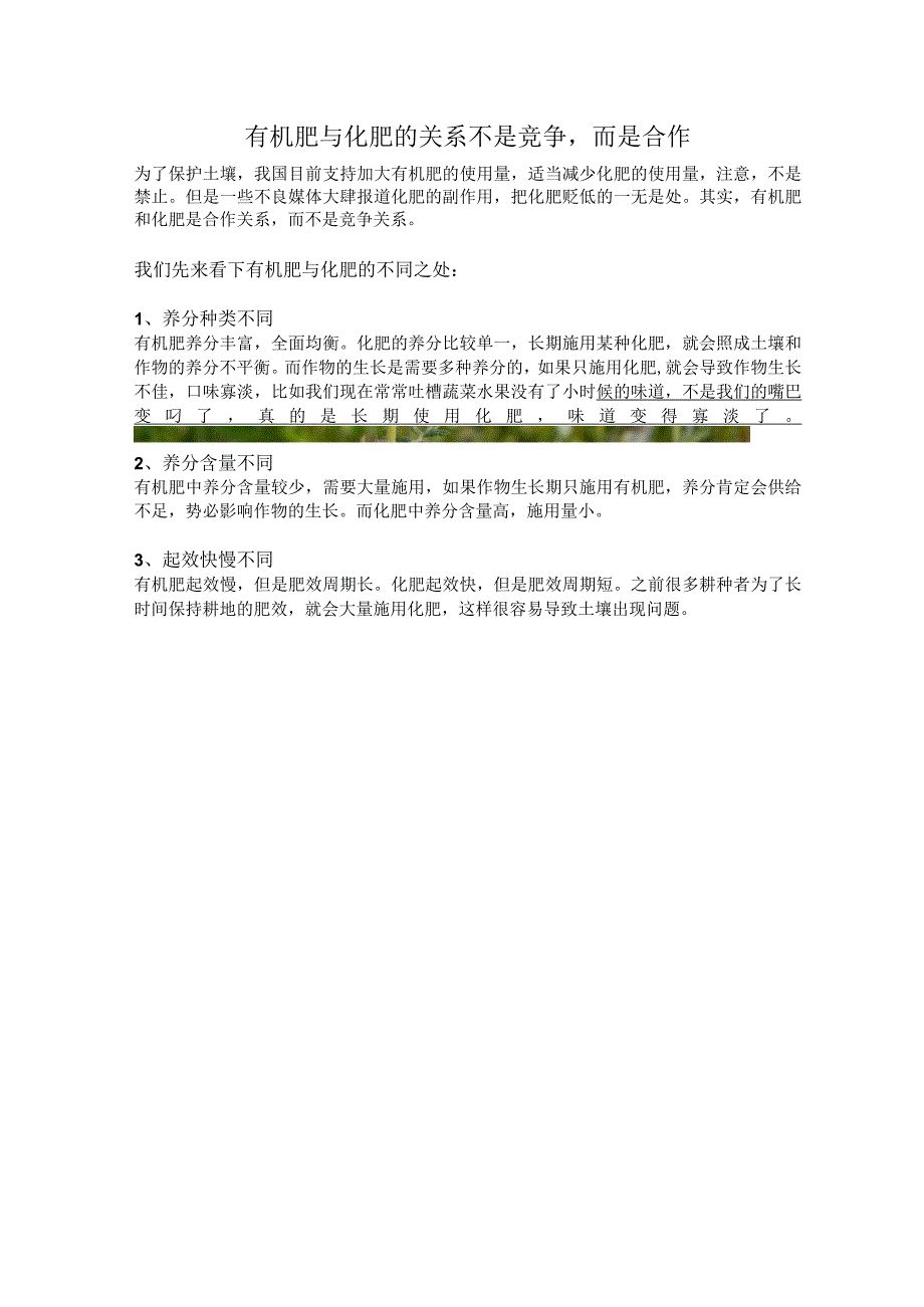 有机肥和化肥的关系不是竞争而是合作.docx_第1页