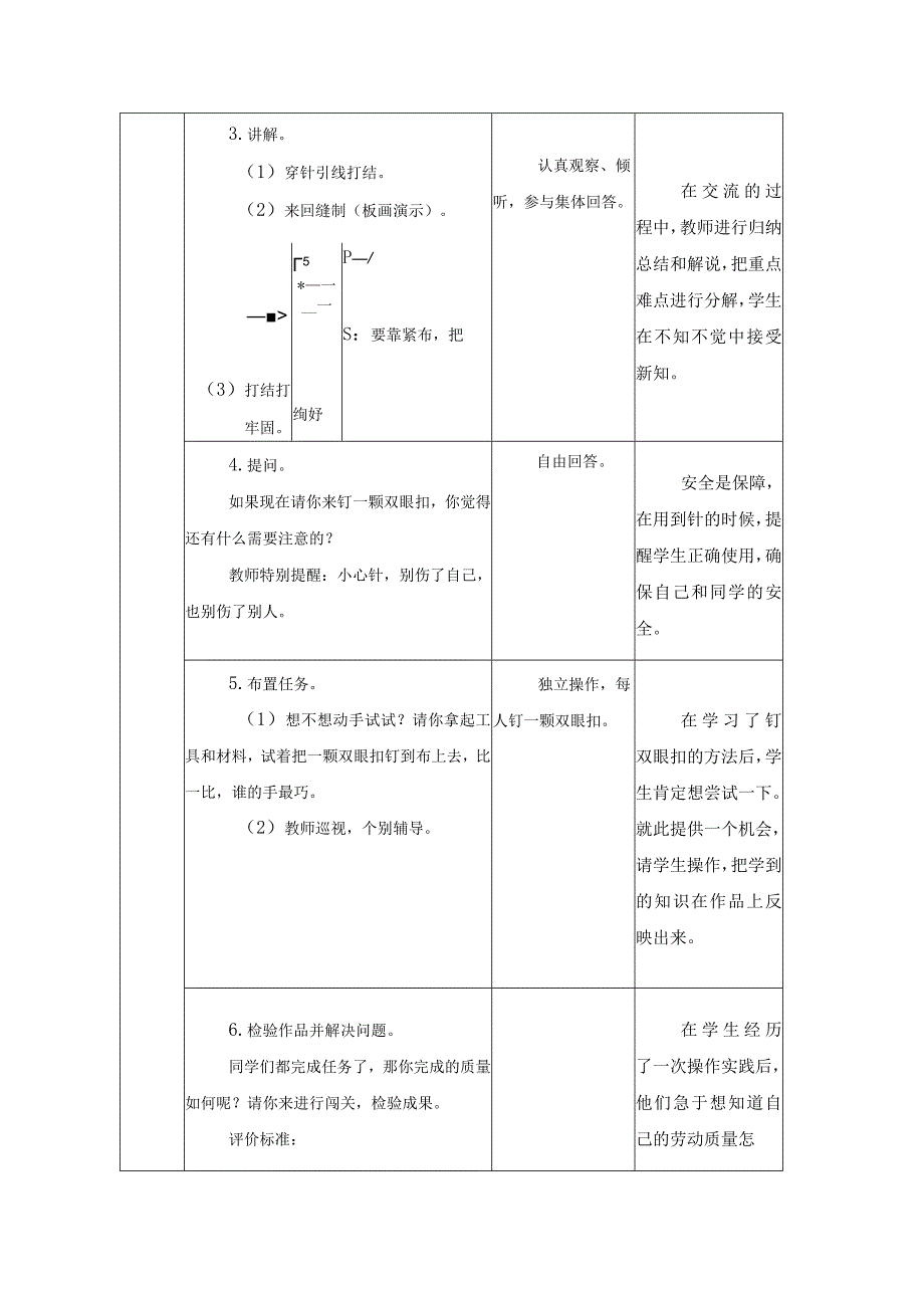 江苏凤凰科学技术出版社小学劳动四年级下册03钉纽扣教学设计.docx_第3页