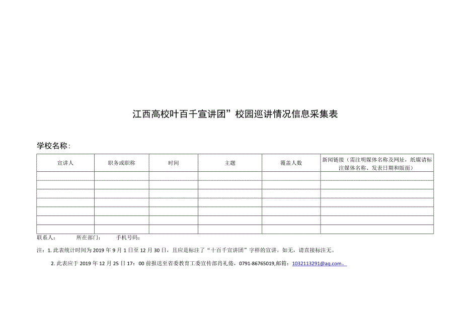 江西高校十百千宣讲团校园巡讲情况信息采集表.docx_第1页