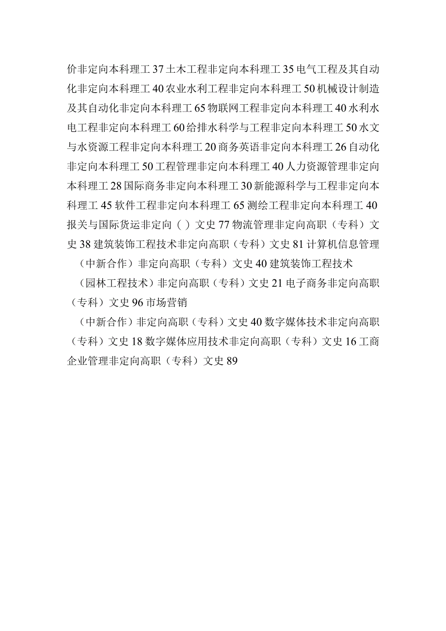 浙江水利水电学院招生计划录取人数及招生专业目录(文科理科).docx_第2页