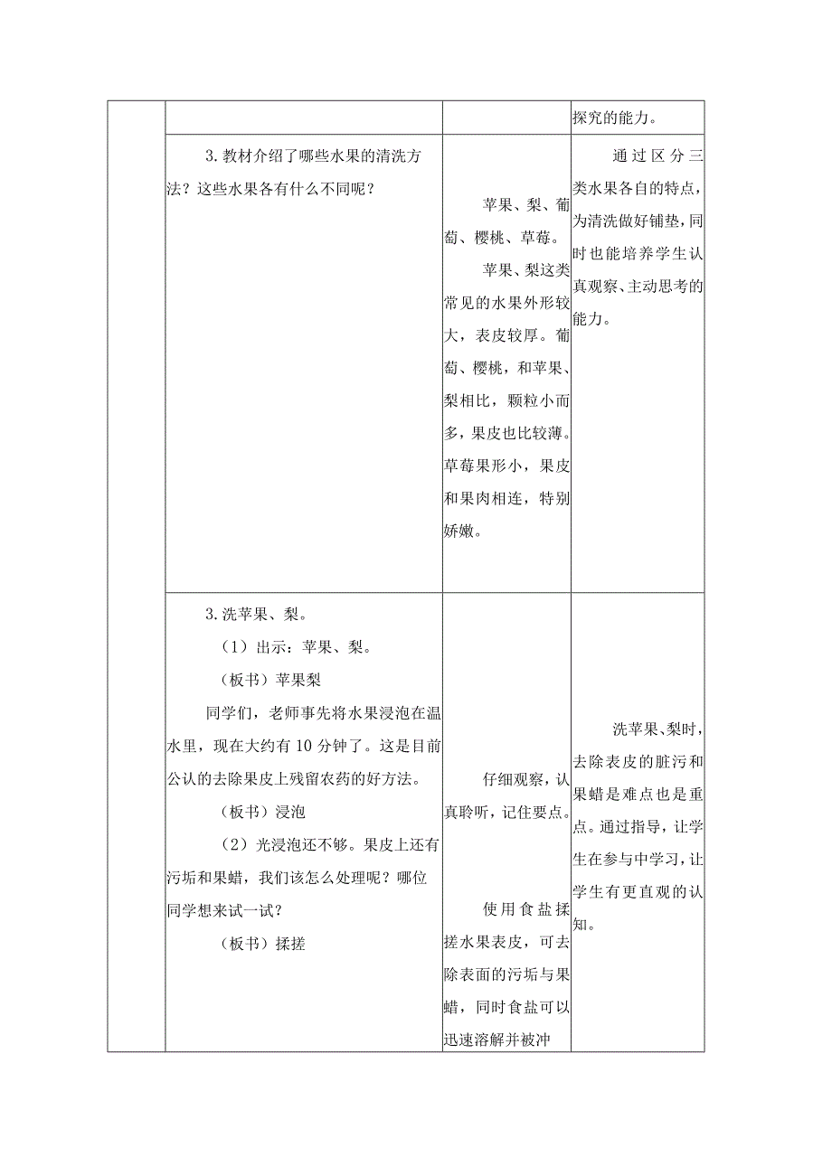 江苏凤凰科学技术出版社小学劳动一年级下册06洗水果教学设计.docx_第3页