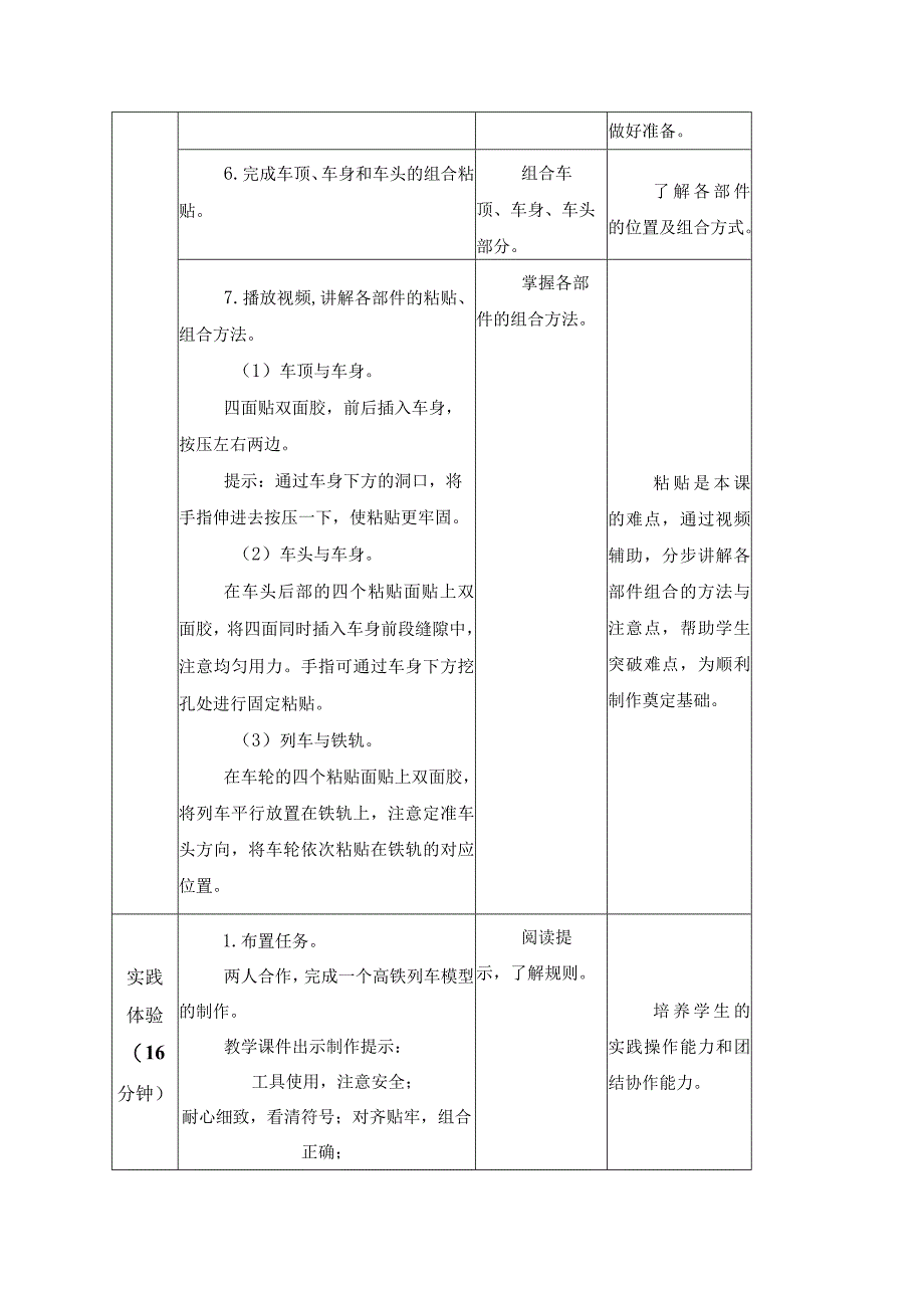 江苏凤凰科学技术出版社小学劳动三年级下册07高铁列车模型教学设计.docx_第3页