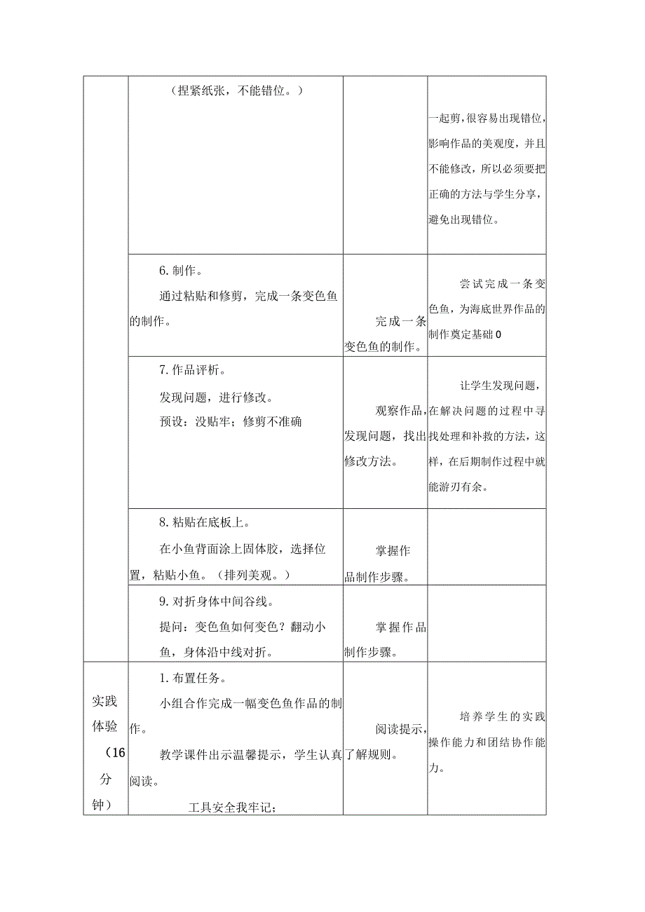 江苏凤凰科学技术出版社小学劳动一年级下册08变色鱼教学设计.docx_第3页