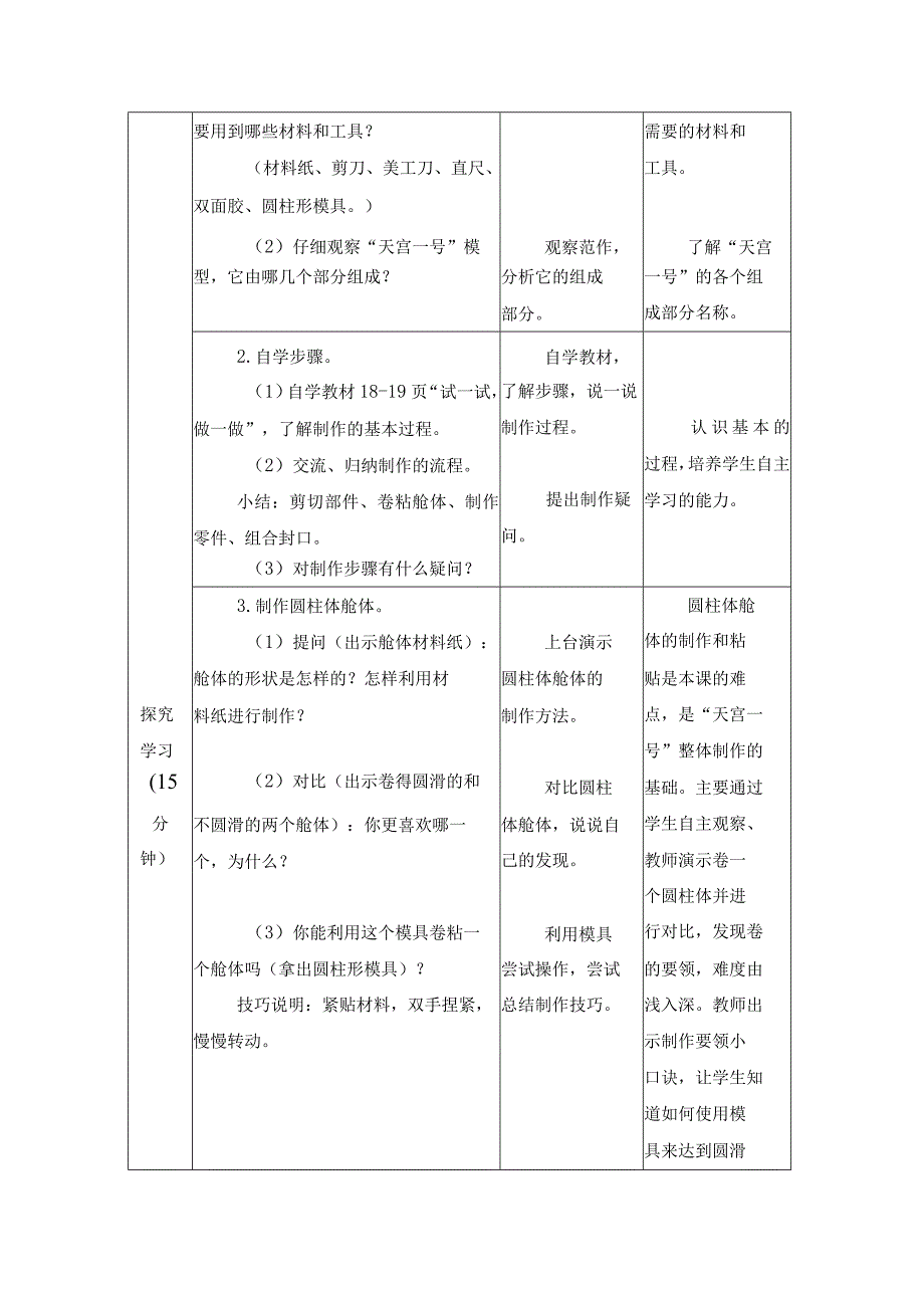 江苏凤凰科学技术出版社小学劳动三年级下册08天宫一号模型教学设计.docx_第2页