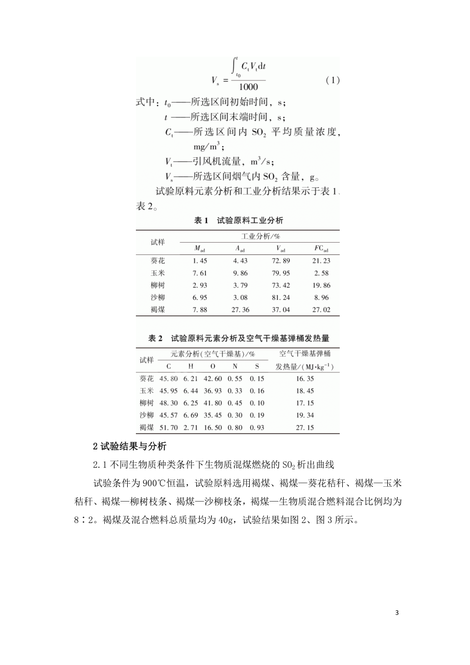 生物质煤混合燃烧SO2排放特性研究.doc_第3页