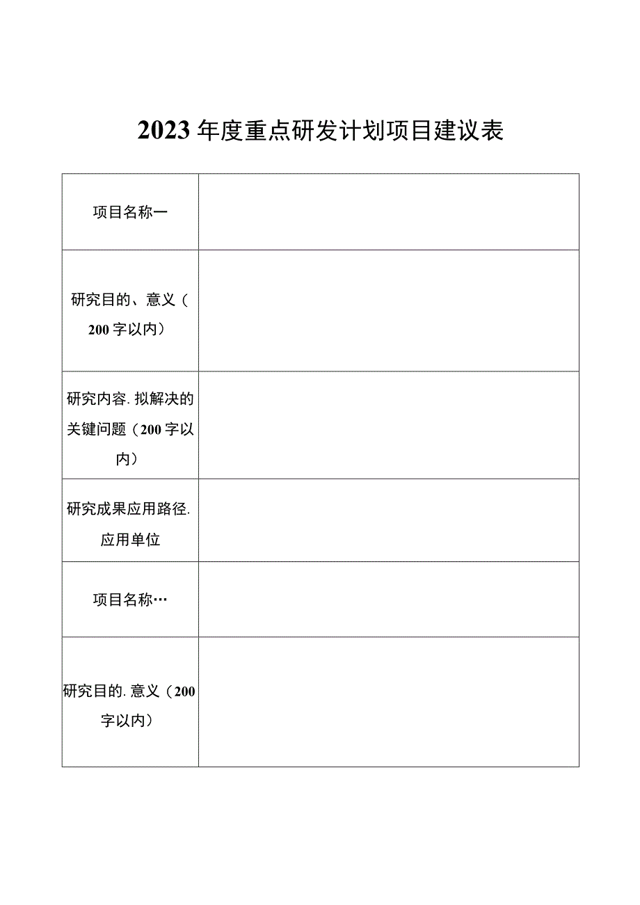 2023年度重点研发计划项目建议表.docx_第1页