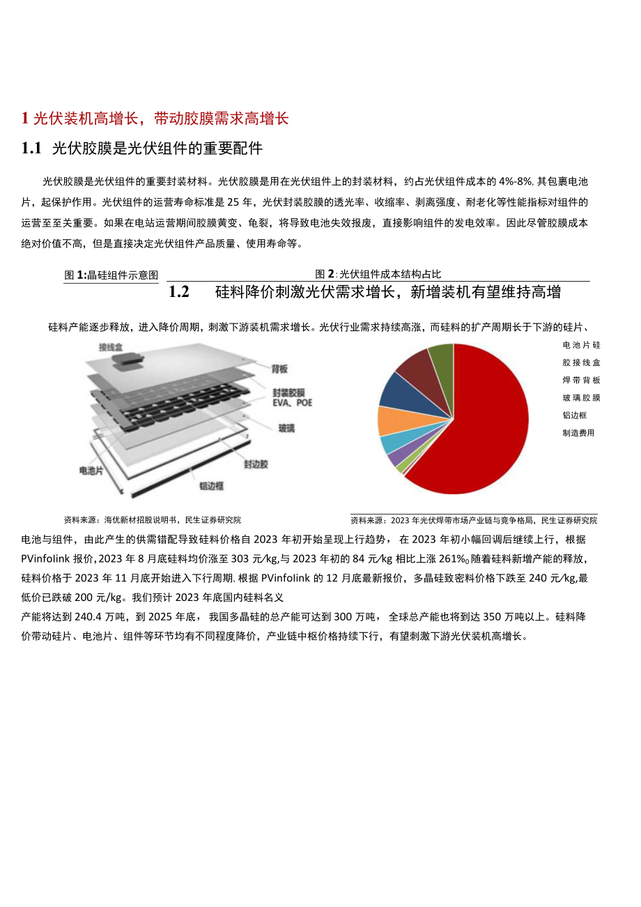 2023年光伏行业深度报告word：硅料降价N型放量POE紧缺带动胶膜量利齐升.docx_第2页