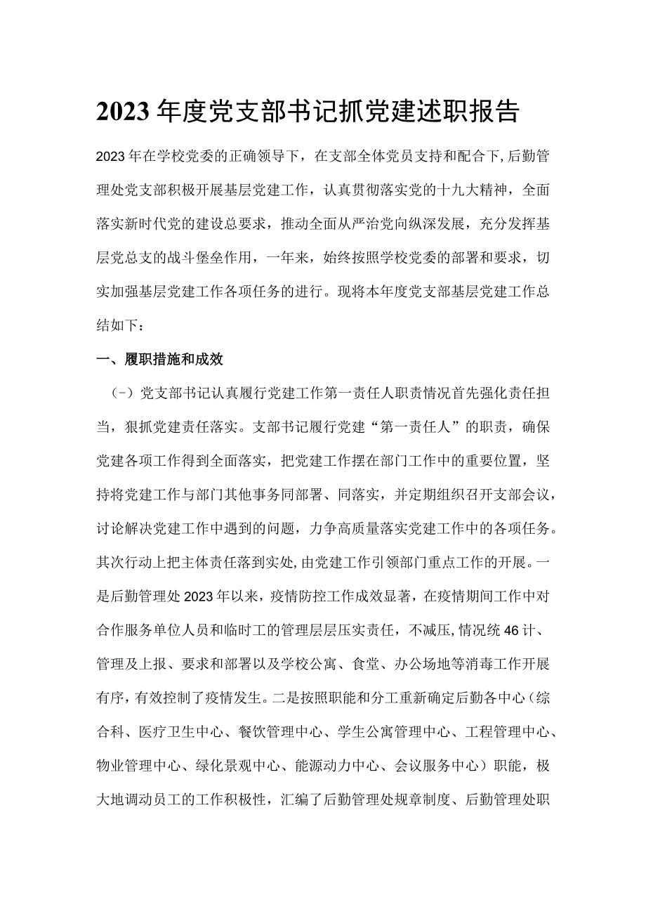 2023年度党支部书记抓党建述职报告.docx_第1页