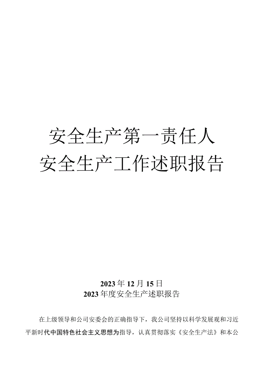 2023年度主要负责人安全生产述职报告.docx_第1页