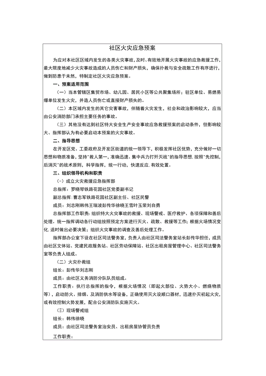 社区火灾应急预案.docx_第1页