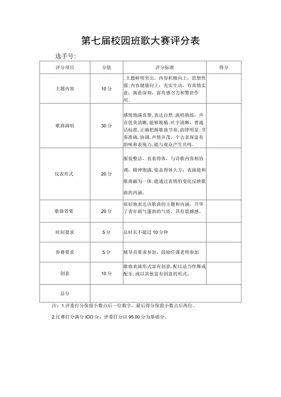 第七届校园班歌大赛评分表.docx_第1页