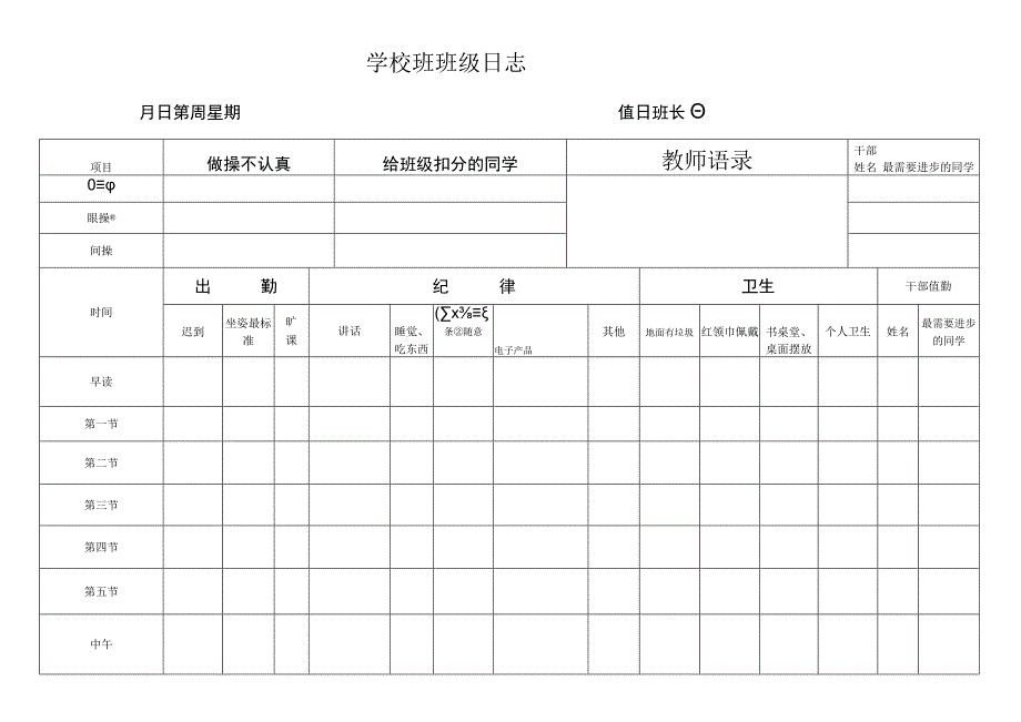 班级日志方便实用模板.docx_第1页