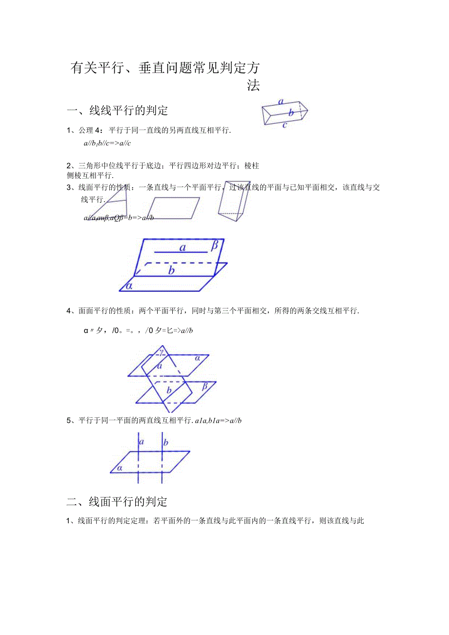 立体几何中有关平行垂直常用的判定方法.docx_第1页