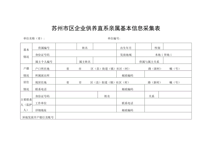 苏州市区企业供养直系亲属基本信息采集表.docx_第1页