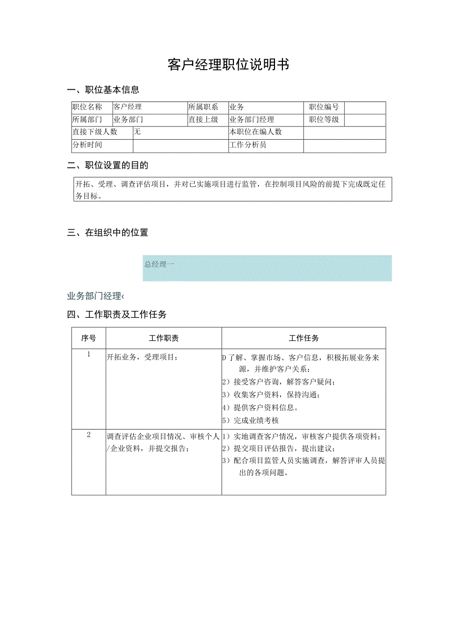 融资性担保公司业务部门职位说明书.docx_第2页