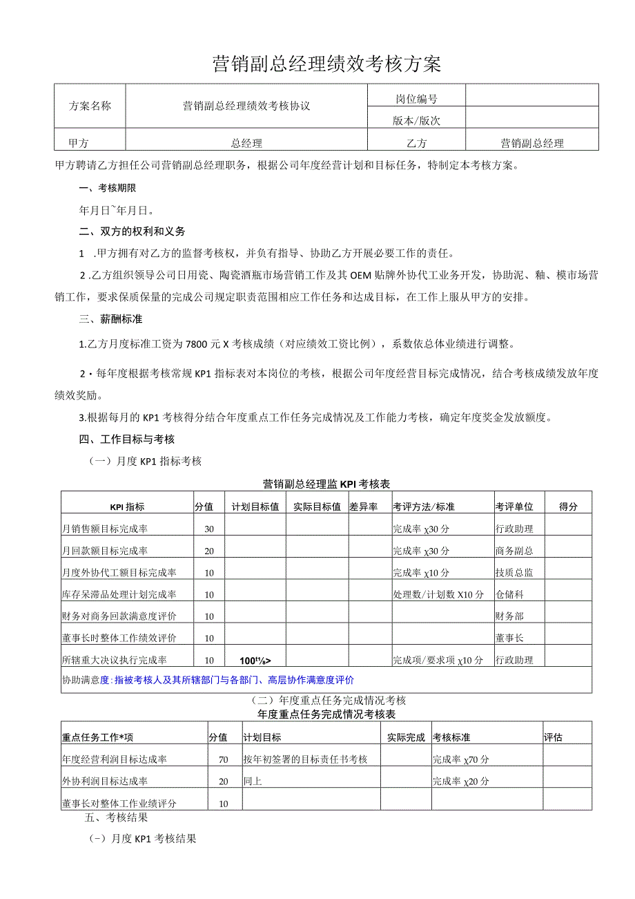 营销副总经理绩效考核方案.docx_第1页