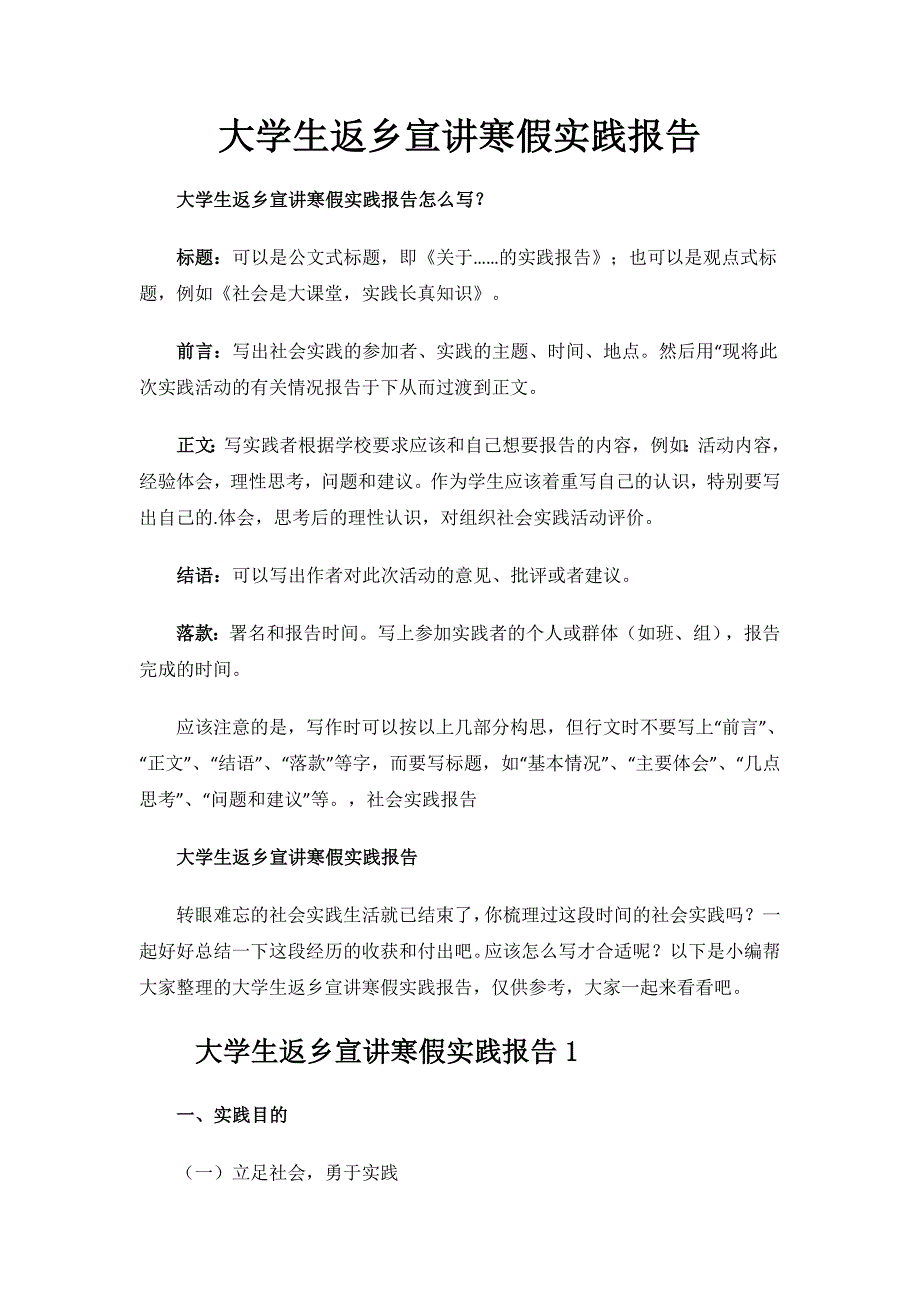 大学生返乡宣讲寒假实践报告.doc_第1页